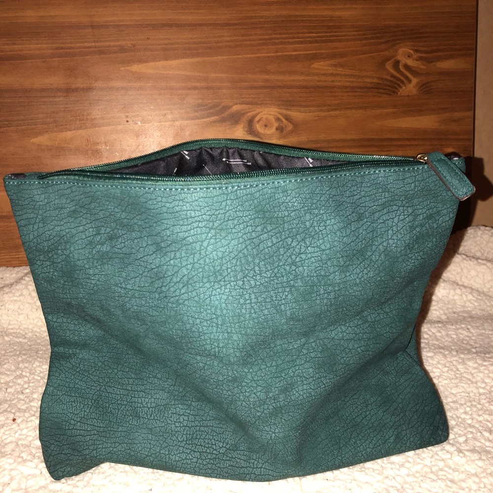 Free People Emerald Green Large Zipper Pouch